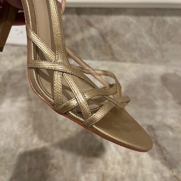 Gold Leather Rochelle Strappy Heels - Picture 2 of 5